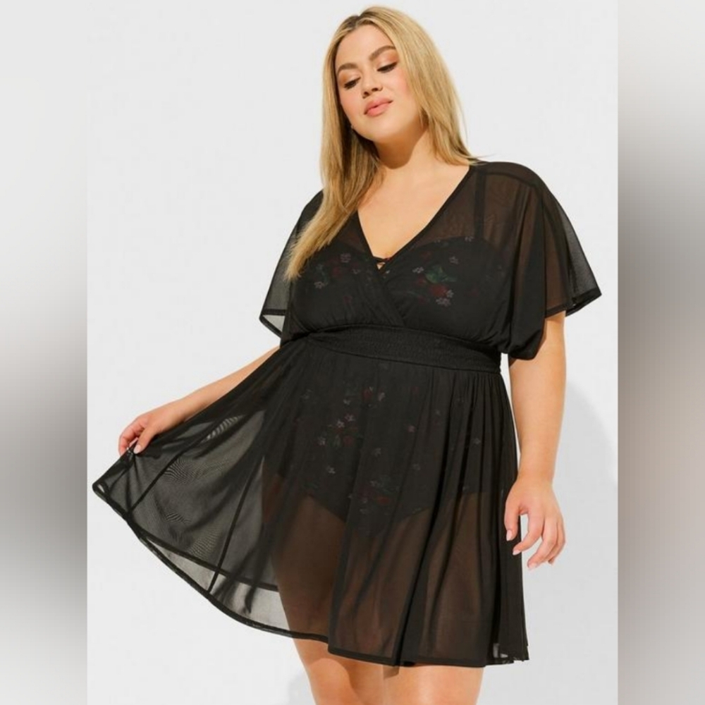 NWT Torrid Mesh Smock Waist Coverup Dress
